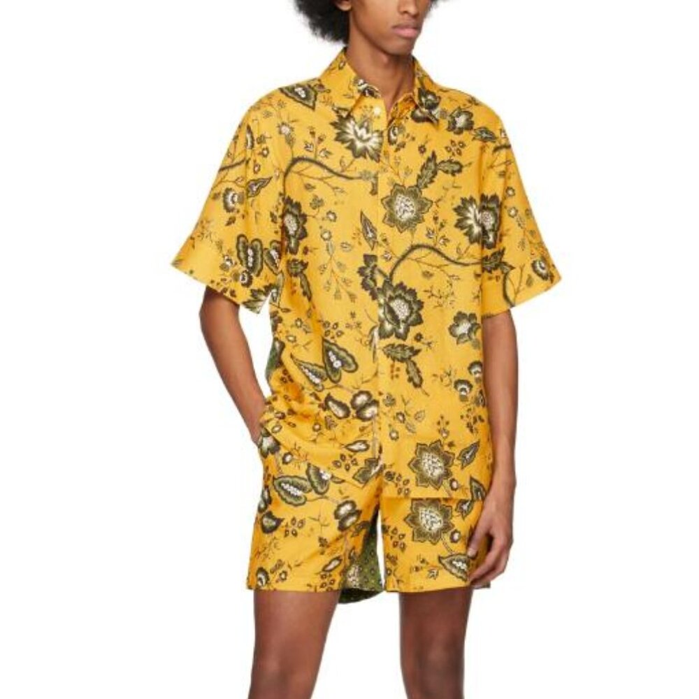 BNWT SS23 ERDEM LUCAS PATCHWORK PAISLEY LINEN SHORTS 50